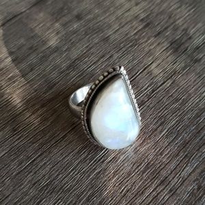 Stunning Vintage Sterling Silver Large Opal ring